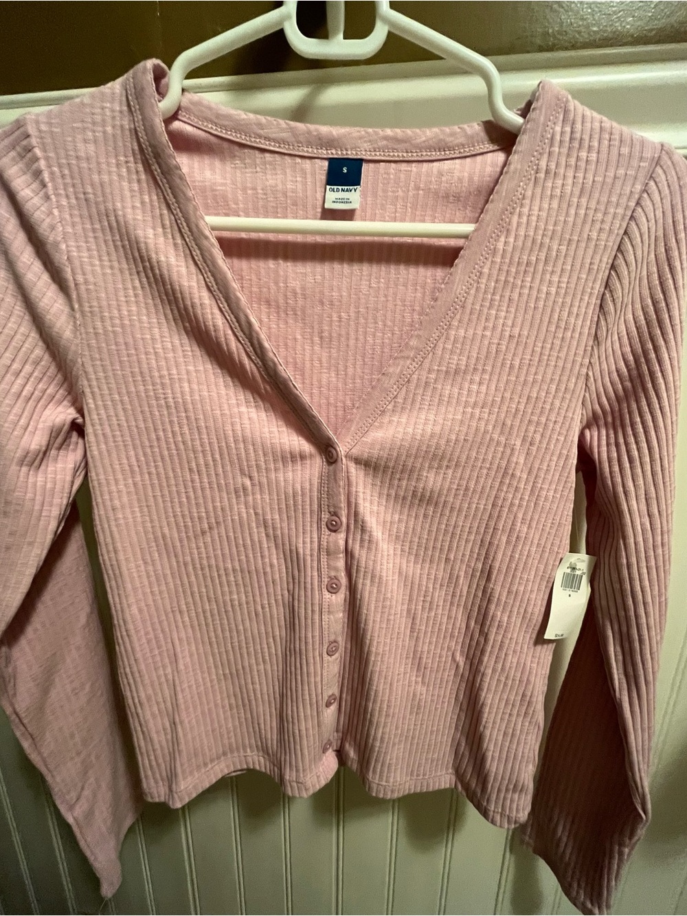 Old Navy Pink Ribbed Button Cardigan